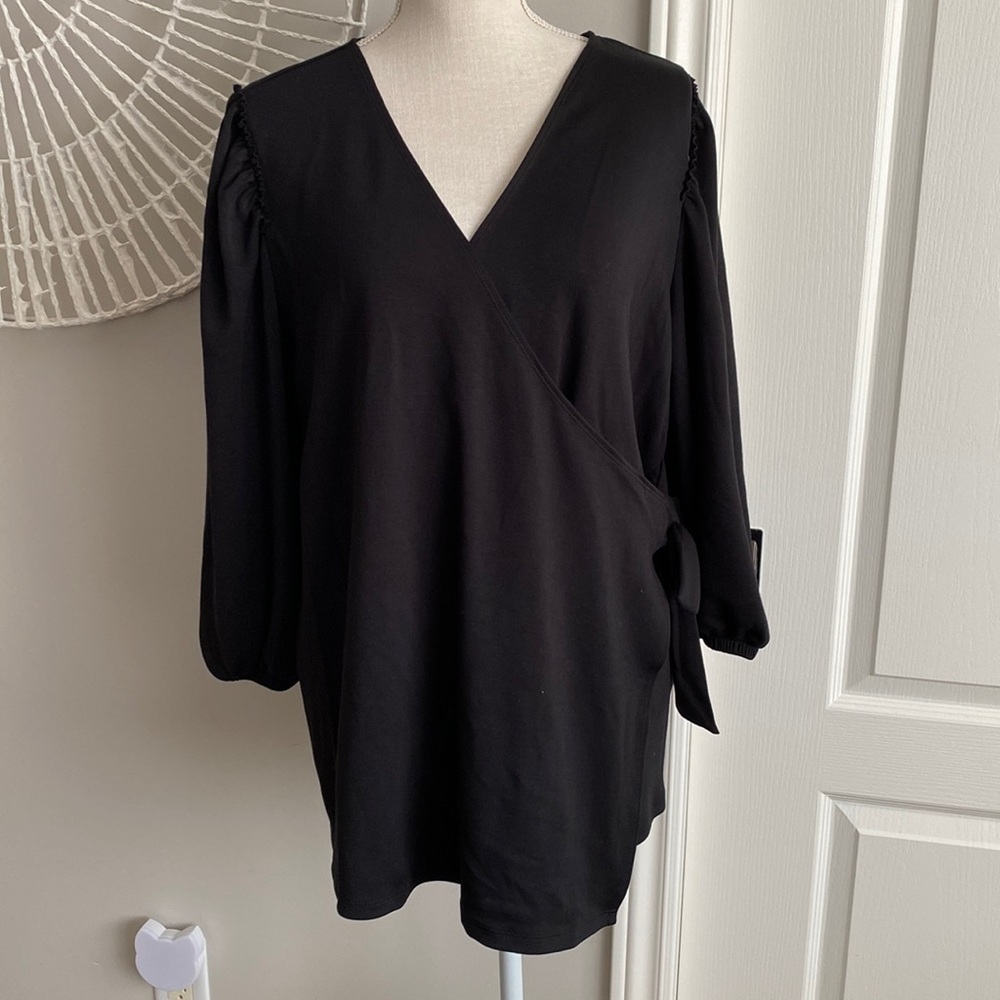 isabel by ingrid & isabel - Luxurious Black Wrap Top with Tie, Maternity‌‌